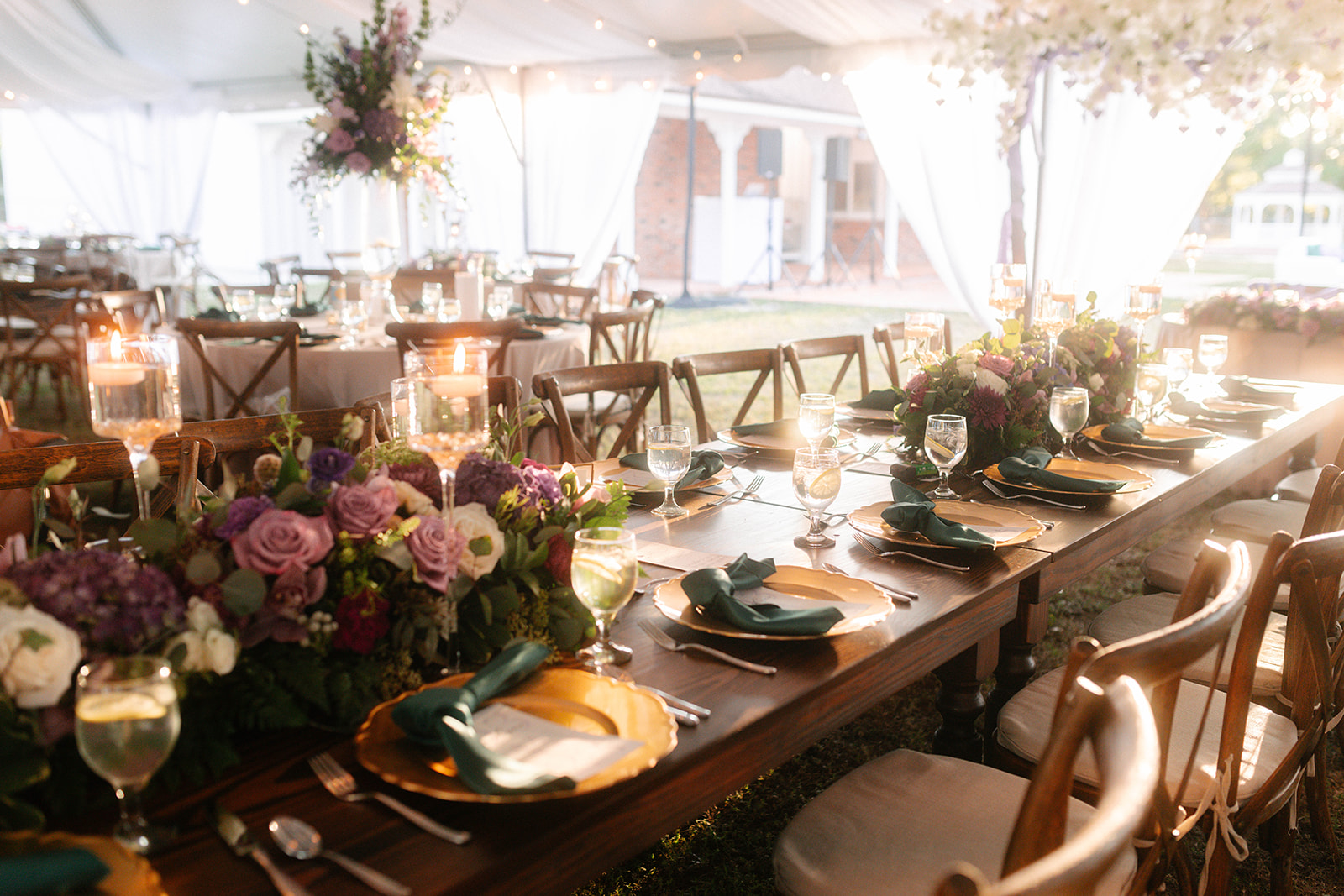 Wedding Reception Table Display with Floral Arrangements