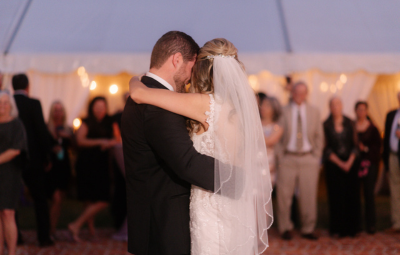 bride and groom embracing 