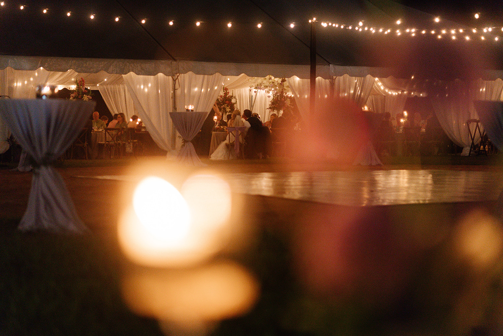 dancefloor and tent at wedding reception