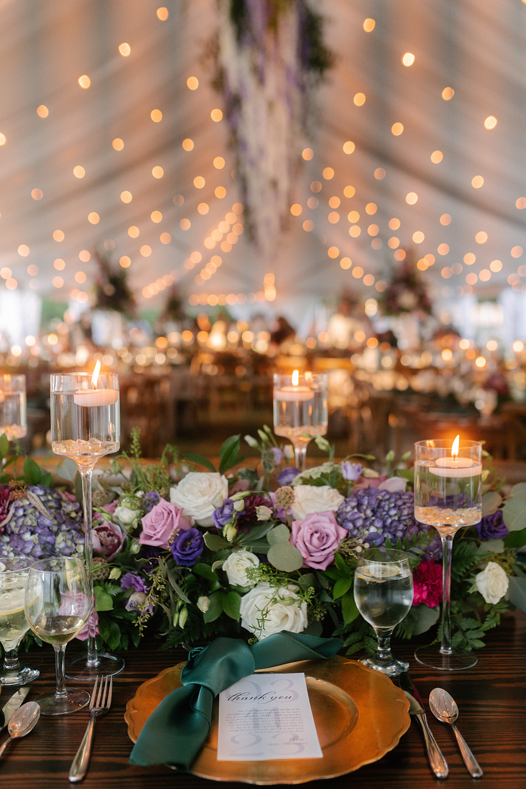 Wedding Florals & Candles on Wedding Reception Tables