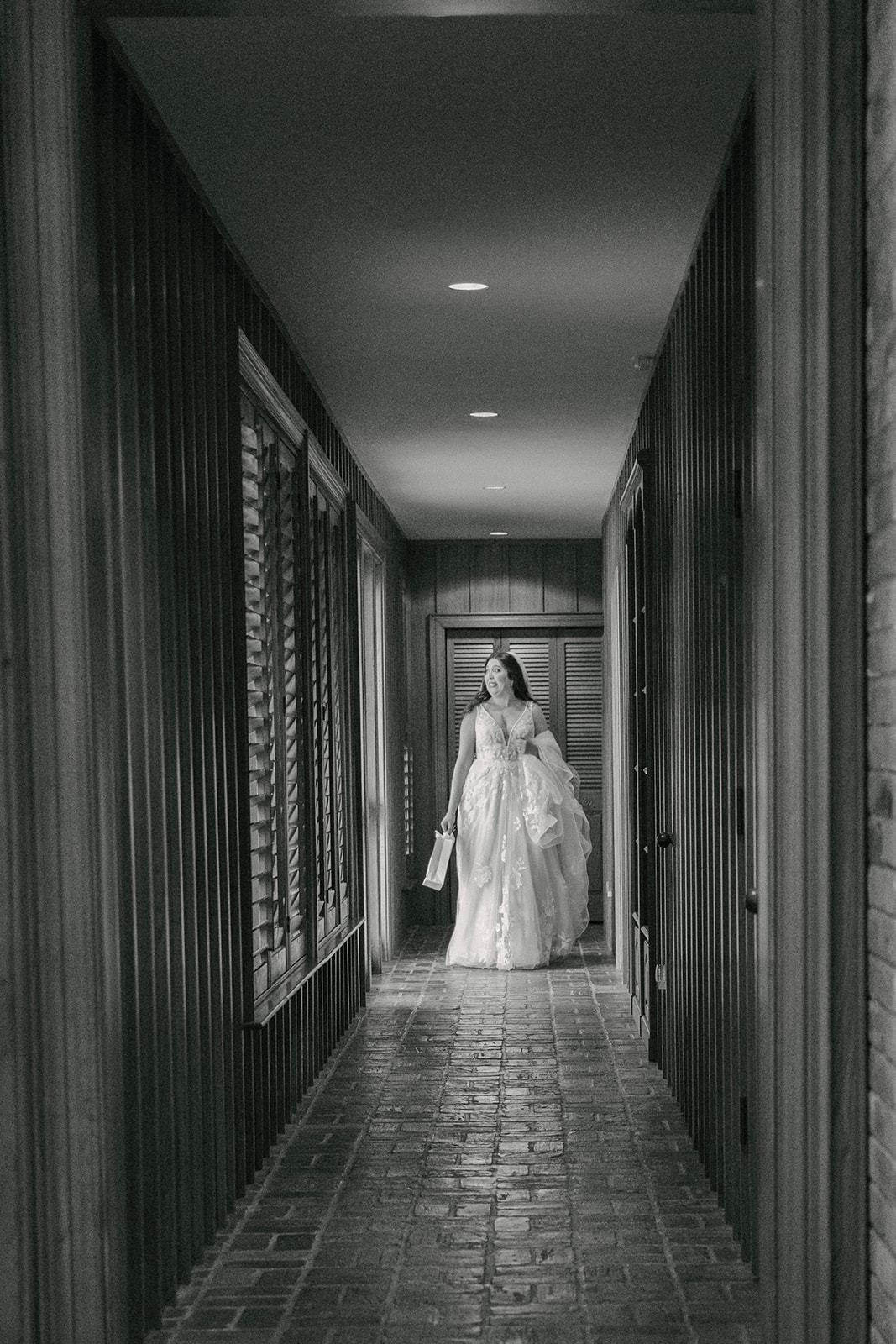 Bride walking down the hall to line up for ceremony